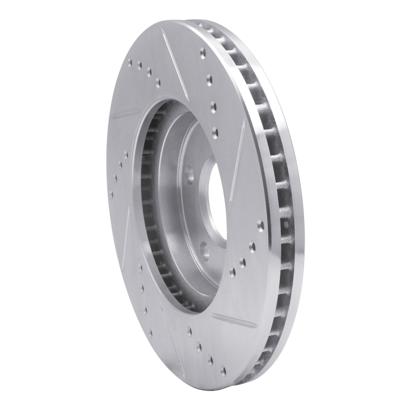 Infiniti Q45 Brake Rotor (1) - Front Left - R1 Concepts - Drilled & Slotted - Silver - `02-`17